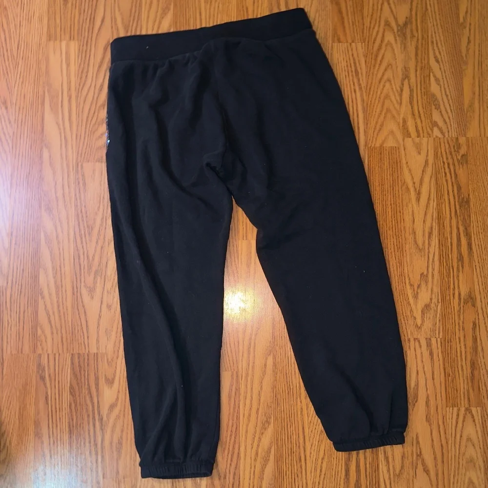 PINK Victoria’s Secret Medium Black Joggers Sequin Logo Sweatpants Athleisure - Picture 7 of 10